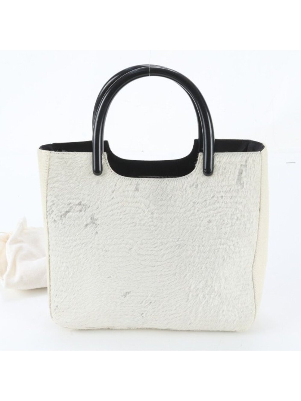 Prada White Tag Triangle Logo Calf Hair Tote